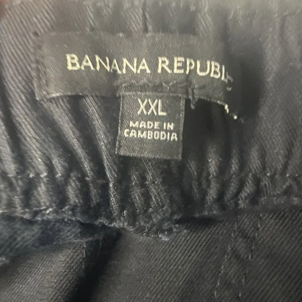 Banana Republic Linen Blend Tapered Crop Pull-On Pant - XXL - BLACK